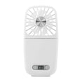 thumbnail image 2 of Ventilador plegable de mano y de escritorio con espejo de maquillaje incorporado, luz LED, velocidades de viento ajustables, recargable por USB-C, portátil para viajes y uso al aire libre., 2 of 8