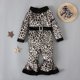 thumbnail image 2 of Ropa Para Niñas Pequeñas, Atuendo Para Niños Pequeños, Moda Navideña Para Niños, Mono Con Lazo De Manga Larga Y Trompeta , Pantalones Acampanados, Traje Marrón Odeerbi LM103-9356, 2 of 9