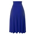 thumbnail image 3 of A2Y Women's Solid A-Line Fold Over Waist Band Flared Midi Skirt Mid Navy S, 3 of 3