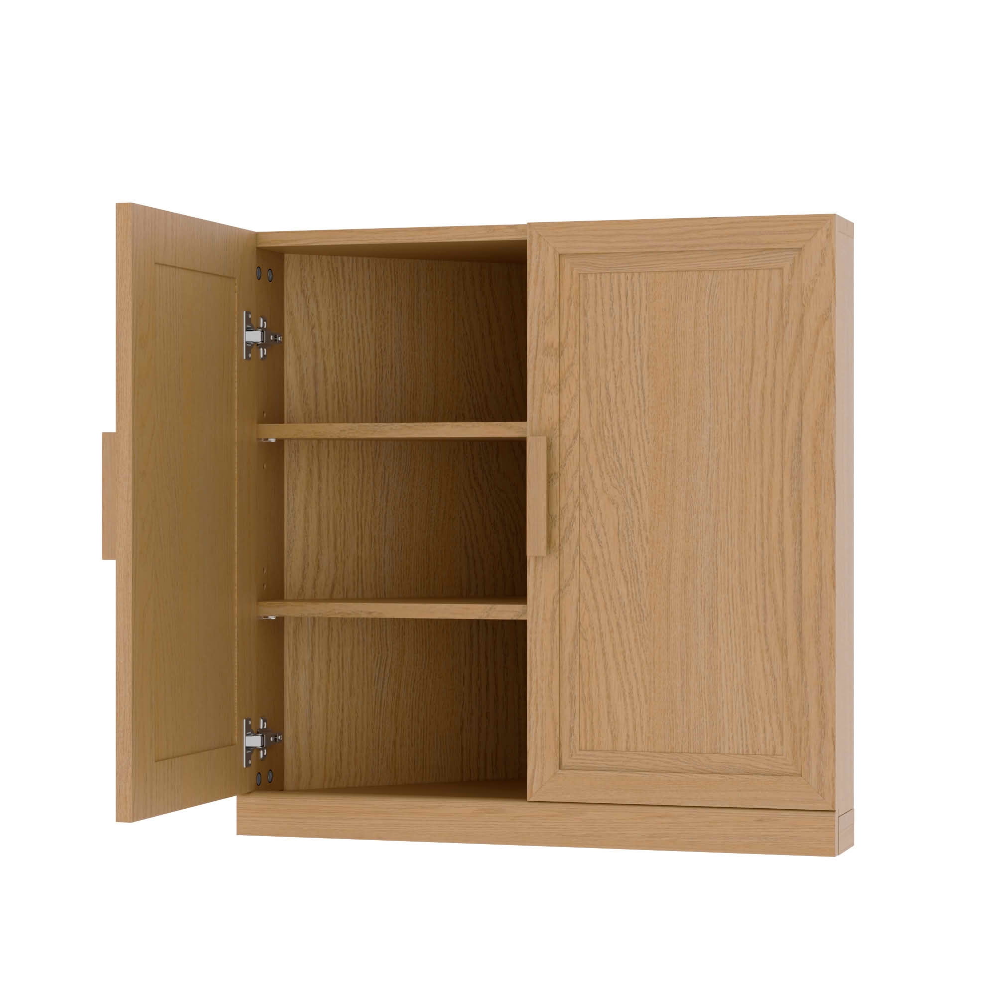 MAYEERTY 31x31x16 Inch Natural Wood Grain 2-Door Corner Storage Cabinet with Solid Wood Door