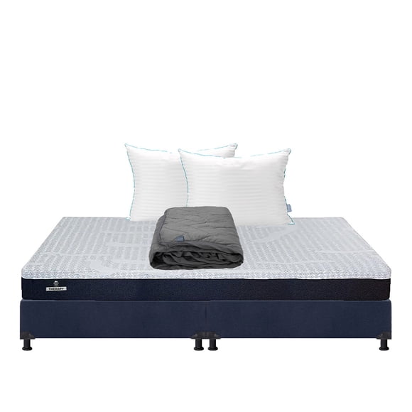 Colchón en Caja King Size Therapy Spring Air + Box + Almohadas Royal Twin + Protector Lux