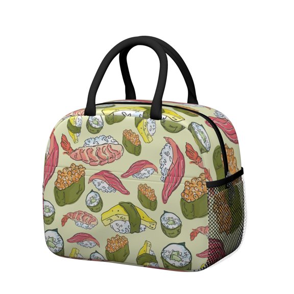 Lunch Bag Lunch Box for Women Reusable Insulated Lunch Bags,Water-Resistant Sushi Print Cooler Lunch Tote Bag, Large Capacity for Work Travel Picnic