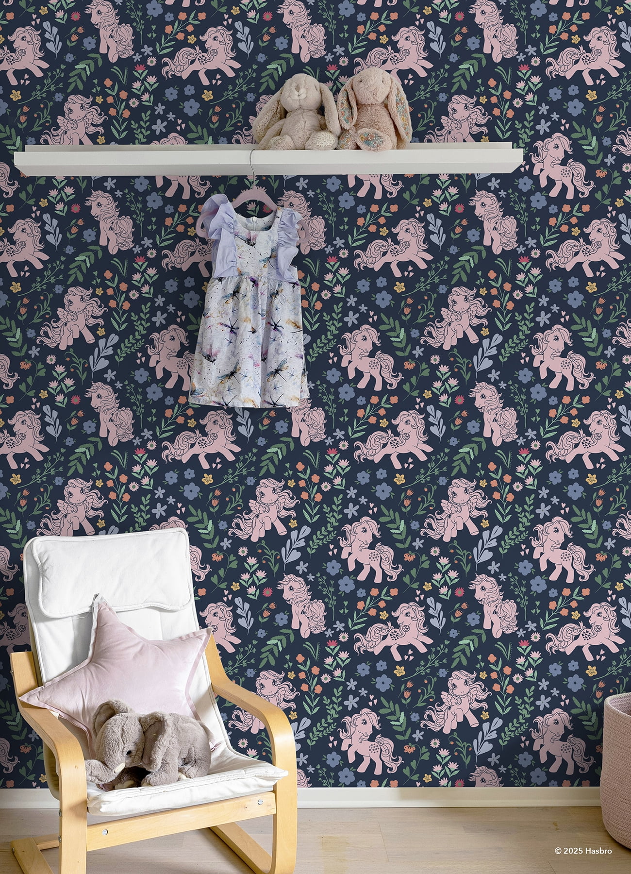 RoomMates My Little Pony Retro Floral Blue Peel and Stick Wallpaper