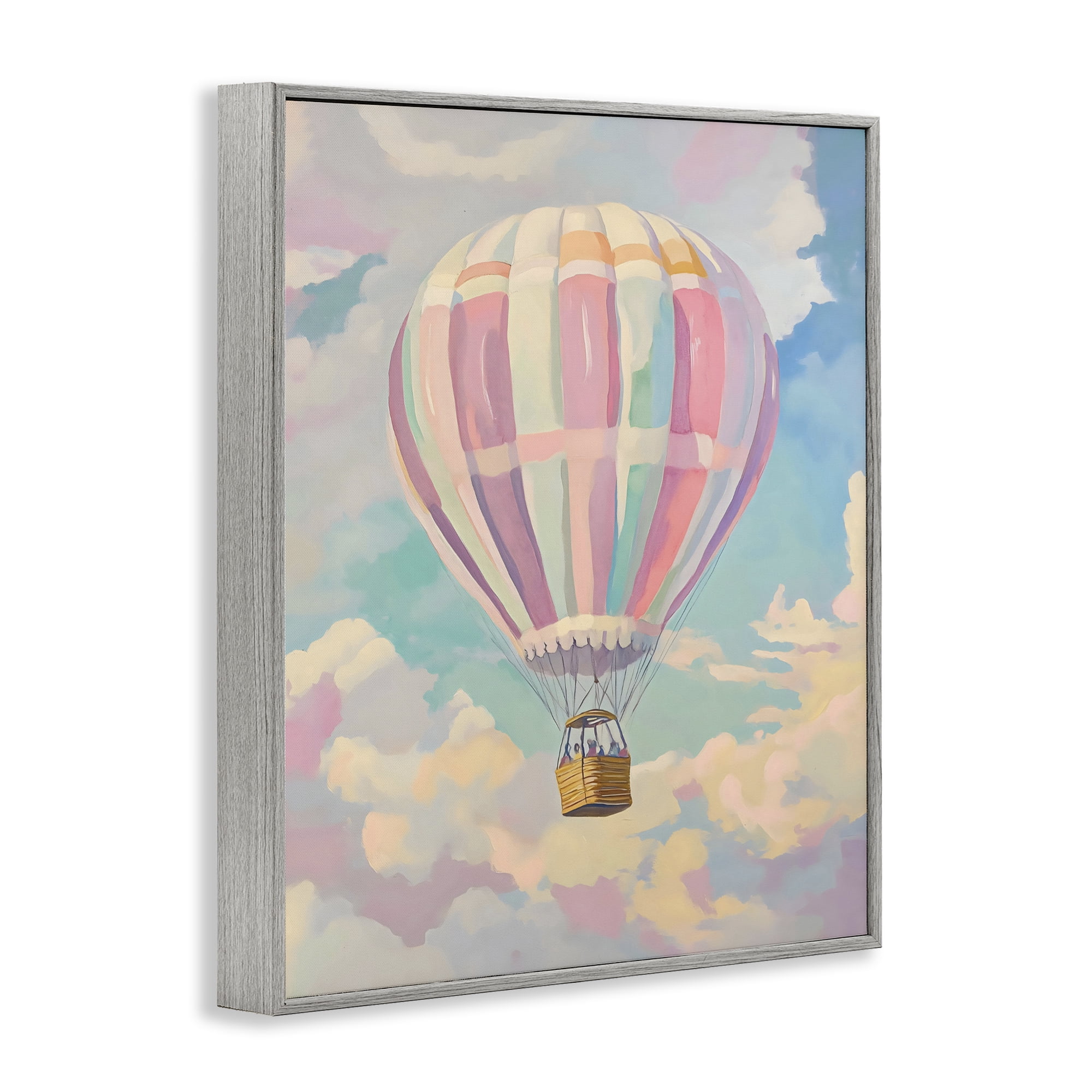 Stupell Industries Pastel Hot Air Balloon Gray Framed Giclee Art, design by The Prints Vibe