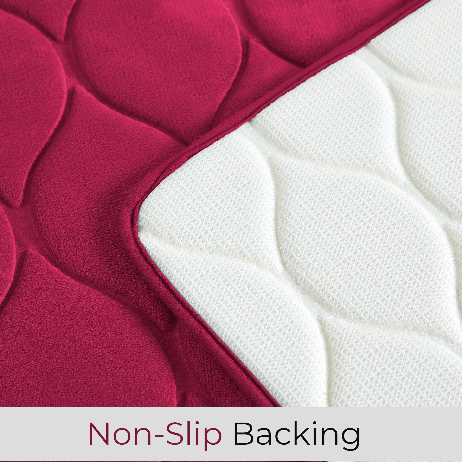 Yafa Home Fashion 1pc:17" X 24" Bath Rug, Memory Foam; Water Absorbent & Non-Slip Bathmats(Burgundy)