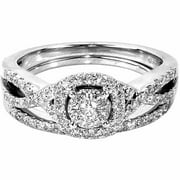 1/2 Carat T.W. Round Diamond 10kt White Gold Bridal Set