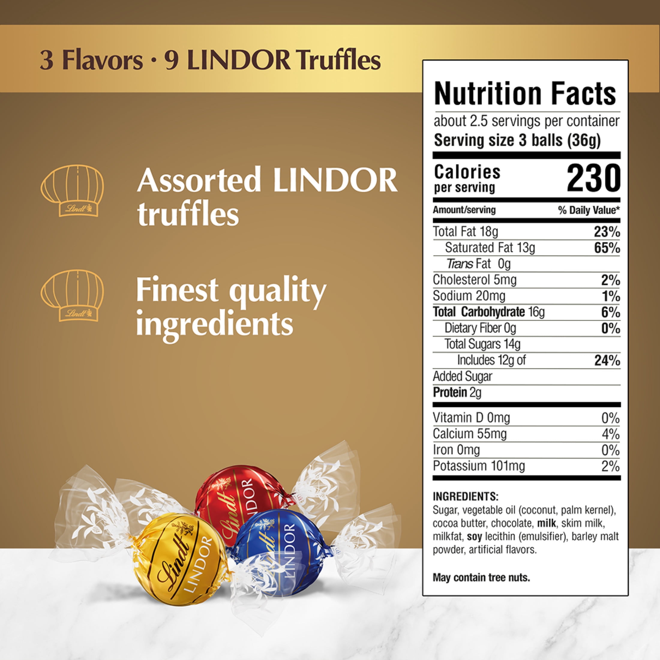 Lindt LINDOR Assorted Chocolate Candy Truffles Gift Box, 3.8 oz.
