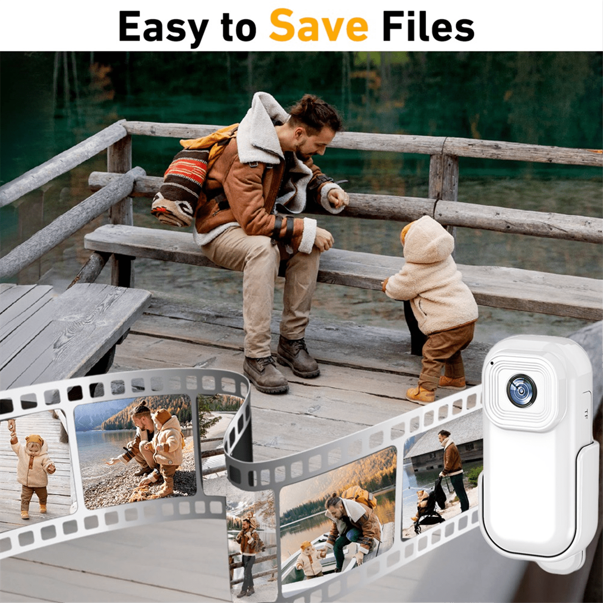 1080P Mini Wifi Camera Portable Body Camera Action Cam Sport DV with Screen Video Recording Camera Back Clip - White