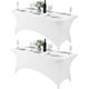 thumbnail image 1 of Paquete de 2 fundas de mesa de LICRA para mesa de 6 pies, mantel elástico ajustable Universal para fiestas, banquetes, bodas y eventos, color blanco, 1 of 5