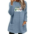 thumbnail image 2 of BLTIBY 2024 Womens Christmas Sherpa Sweatshirts Oversized Fleece Fuzzy Faux Fur Fluffy Pullover Printed Outerwear with Pockets Winter Soft Loungwear Blue S, 2 of 5