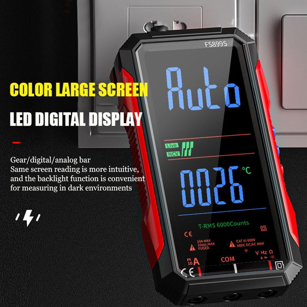 Digital Multimeter True RMS Voltage Current Tester, Capacitance Resistance Continuity Frequency NCV Detection with Large Color Screen, Voice Broadcast, USB Charging for Electricians DIY