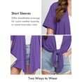 thumbnail image 3 of SHOWMALL Women's Plus Size Short Sleeve Cardigan, Purple 5X Open Front Lightweight Kimono Jacket for Spring Summer Fall, 3 of 7