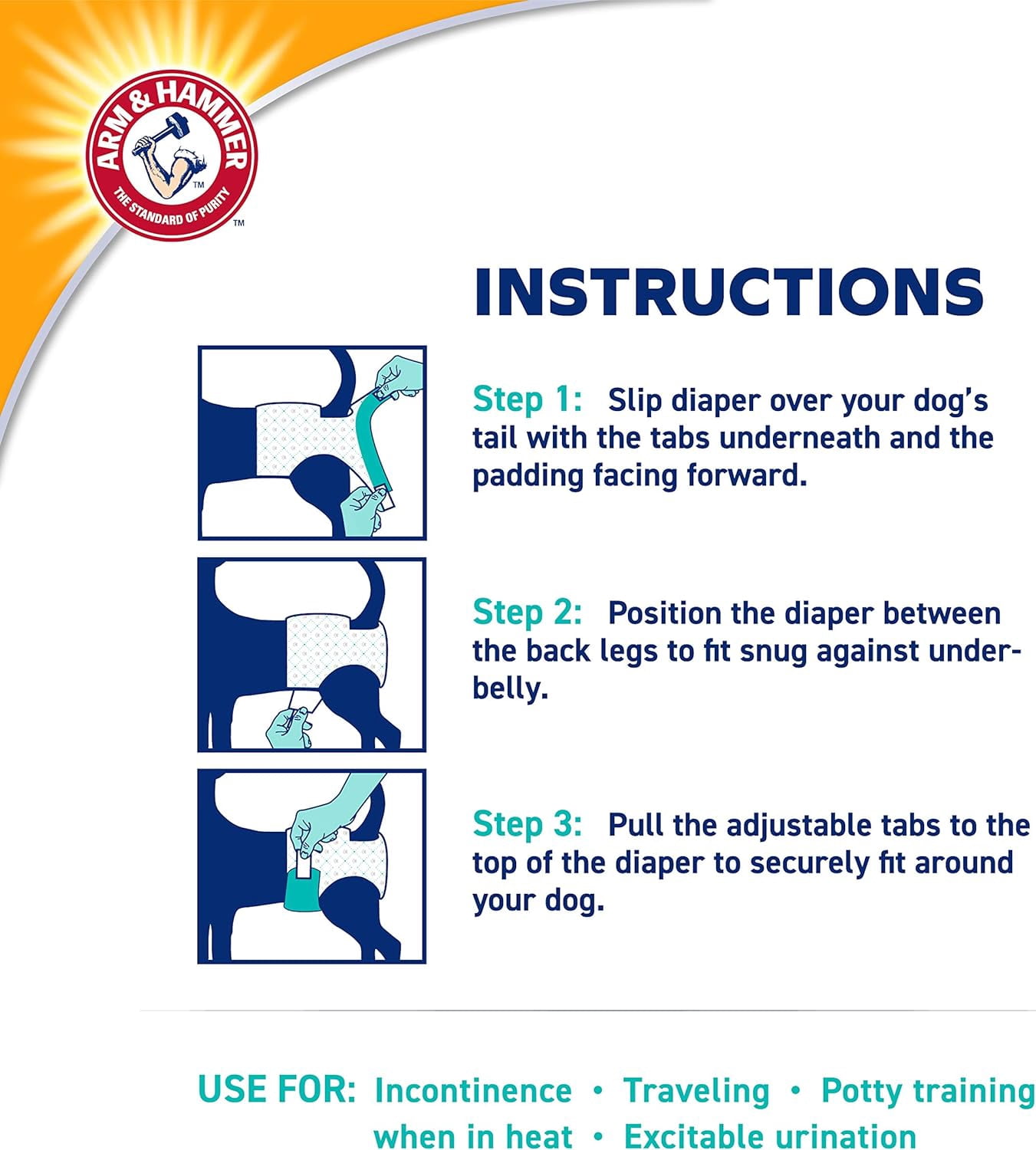 Arm & Hammer Female Dog Diapers, Size X-Small, 12 Count | Ultra-Absorbent with Leak-Proof Protection