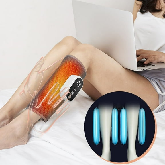 BAISEMAIN 1PC Cordless Air Compression Leg Massager with Heat,3 Modes & 3 Heating Levels,Foot & Calf Massage Wrap for Muscle Relaxation,Relieve Leg Fatigue,Rechargeable Calf Massager Gifts for Aldult