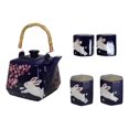 thumbnail image 6 of Blue Sakura Cherry Blossoms With Rabbit Hexagonal Teapot With 4 Tea Cups Set, 6 of 9