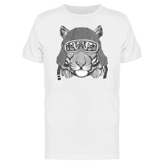 Tiger Vintage Motorcycle Hemlet T-Shirt Men -Image by Shutterstock, Male x-Large