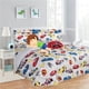 thumbnail image 1 of Edredón de 6 piezas para dormitorio infantil, niña y niño, tamaño doble, con diseño de coches de carreras, rojo, reversible, suave y esponjoso. Incluye 1 edredón, 1 funda, 1 sábana plana, 1 sábana, 1 of 3