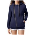 thumbnail image 4 of ZHOUCHANKIDS Weekend Casual Women's Hoodie Women's Fashion Hoodie Zipper Long Sleeved Top for Blue L, 4 of 8