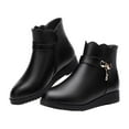 thumbnail image 2 of Bnwani Women Boots Winter Toe Zipper Flat Chunky Ankle Fleece 0 Boot Black Size 6, 2 of 8