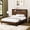 Walnut, variant on Noble House Modern Queen Bed Frame with Storage Headboard, Built-in Charging Station, Curved Panel Design, Walnut