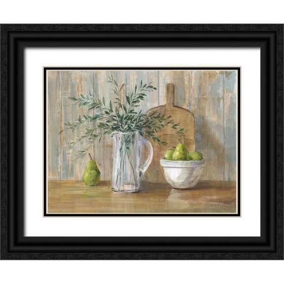 Nai, Danhui 14x12 Black Ornate Wood Framed with Double Matting Museum Art Print Titled - Autumn Kitchen