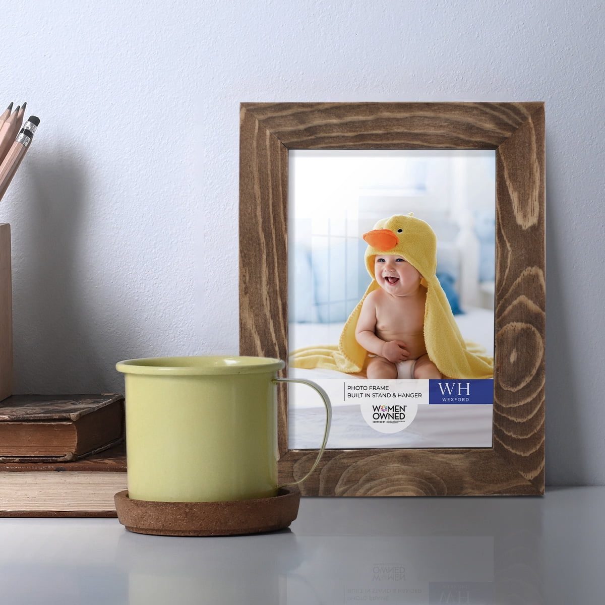 Woodgrain 3.5 in. x 5 in. Walnut Picture Frame Set (Set of 4)