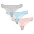 thumbnail image 2 of HVOBTTY Breathable Panties for Women, Underwear Women Pack, 3PC Women's Summer Seamless Breathable Thong Low Waisted Underwear PinkF, M, 2 of 3