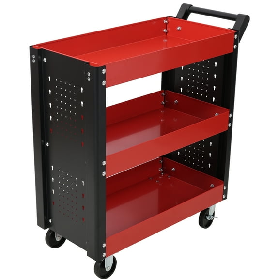 3 Tier Rolling Tool Cart on Wheels,Heavy Duty Utility Tool Cart with Pegboard for Repair Shop, Garage, Warehouse,Blue