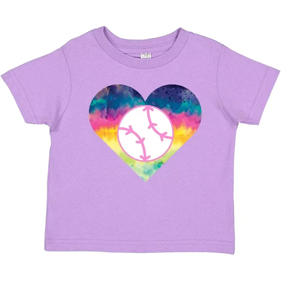 Softball Player Tiedye Heart Girls Toddler T-Shirt Sports Ball Girl Baby Clothing, Cute Baby Shirt, TODDLER SHORT SLEEVE TEE BELLA CANVAS 3001T