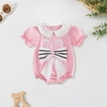 thumbnail image 2 of JUMEYU Cute Baby Girl Clothes Summer Baby Girl Clothes Romper Print Bodysuits Infant Outfit Set 0 3 6 9 12 18 24 Months (Red,3-6 Months), 2 of 7