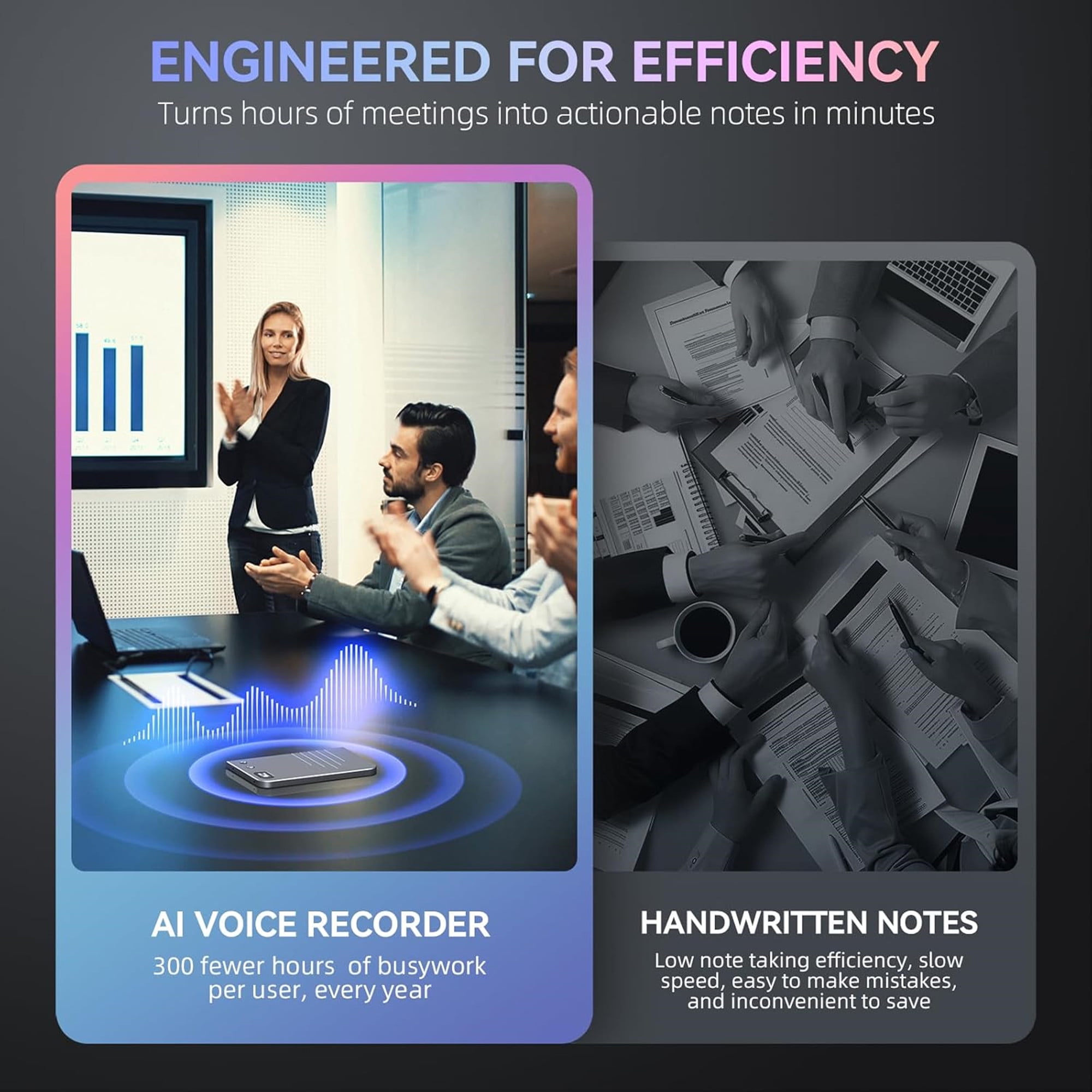 E EYAFA AI Voice Recorder, Transcribe, Summarize: Note Voice Recorder with APP Control, 64GB Memory, AI Notetaker for Calls, Lectures, Meetings, Smart Note Taker Audio Recorder