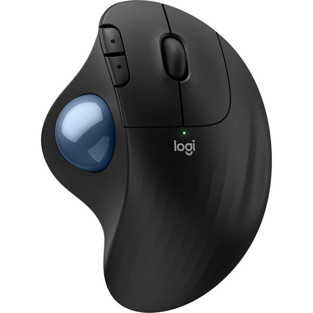Logitech Ergo M575S Souris Trackball Ergonomique Sans Fil, Noir/bleu (910-007026)