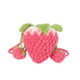 thumbnail image 4 of Bolso de hombro de punto, bolso cloche de crochet, precioso bolso decorativo con forma de fresa Rosa y rojo, 4 of 9