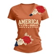 thumbnail image 4 of Xunmmm Women's T shirt Short Sleeve Flower Printed V Neck T Shirt 250Th Anniversary Tshirt Basic Tee (1776-2026) Orange S, 4 of 4