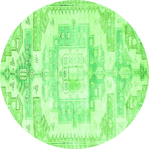 Ahgly Company Indoor Round Persian Green Traditional Area Rugs, 3' Round