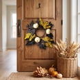 thumbnail image 6 of Fall Candle Rings Wreaths with White Pumpkin and Maple Leaves | 10 Inch Autumn Harvest Front Door Wreath, Thanksgiving Wall Hanging Decor, 1-Pack, 6 of 7