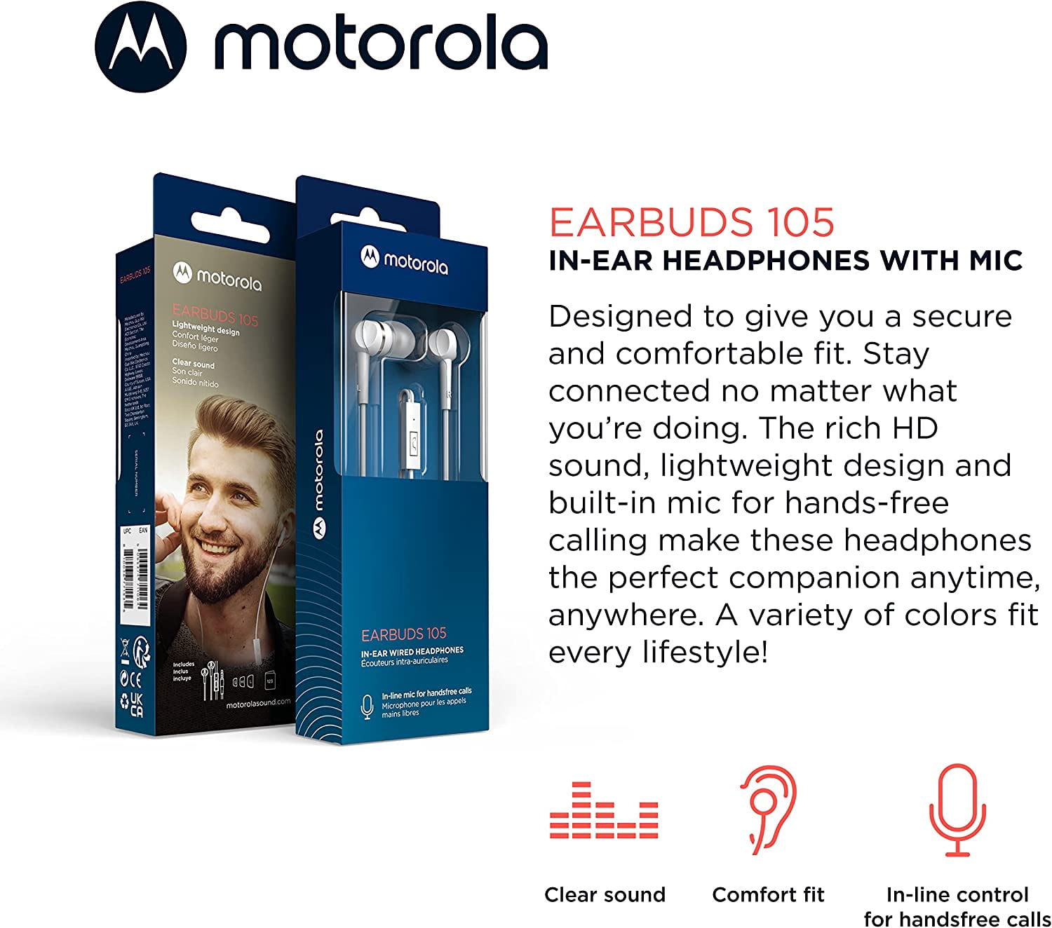 Motorola Earbud 105 White Wired Earbuds