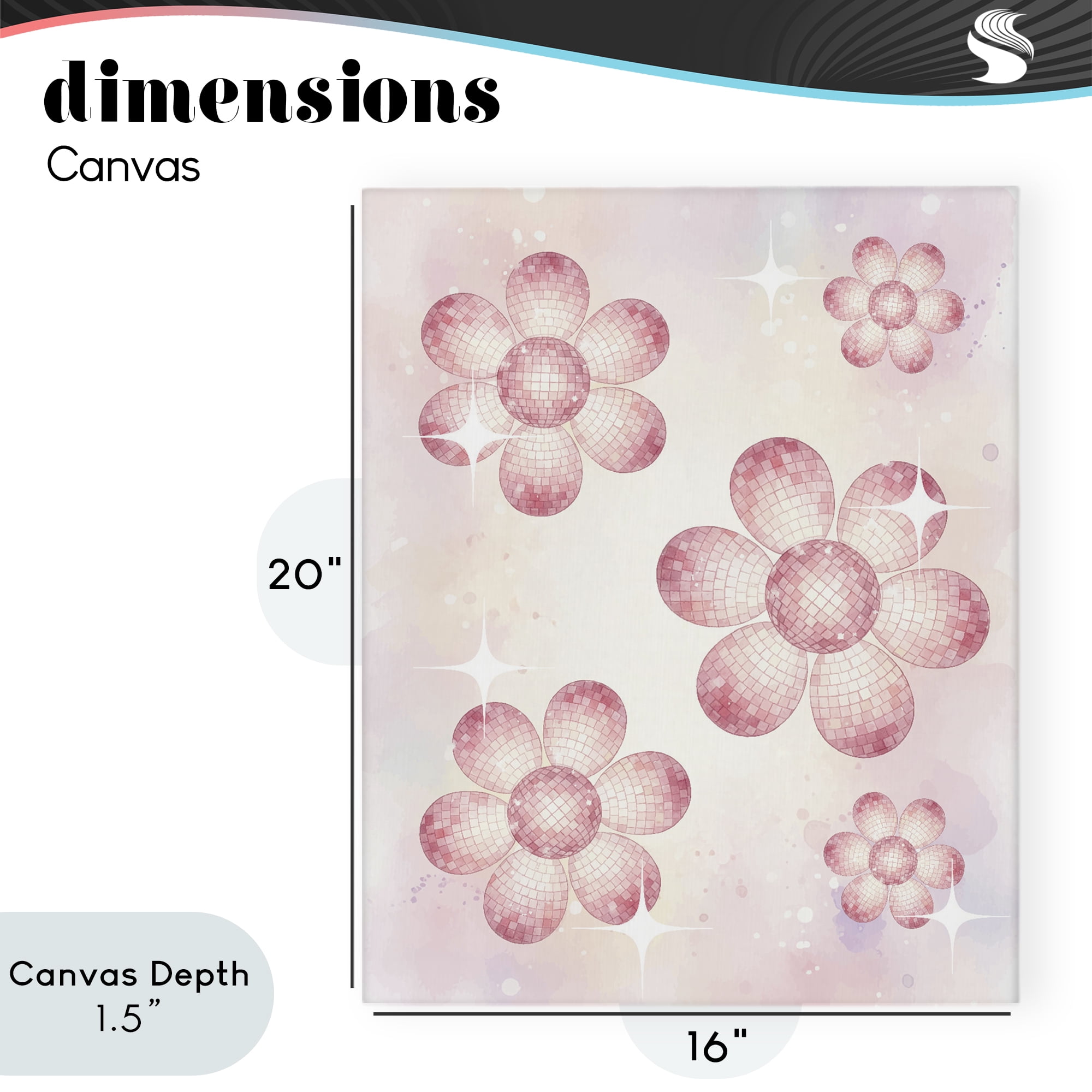 Stupell Industries Disco Ball Floral Patterns Canvas Wall Art, design by Lil' Rue