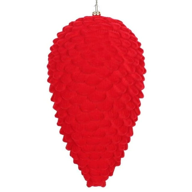 Vickerman MT195803D 10 Po. Ornement Pomme de Pin Floqué Rouge