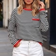 thumbnail image 5 of Qiggri Womens Oversized Striped Long Sleeve Shirts Casual Trendy Crew Neck Cotton Tops Drop Shoulder Loose Fit T Shirts Comfortable Fashion Y2K Clothes XXL, 5 of 6