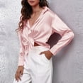 thumbnail image 4 of Womens Long Sleeve Tops Petite Business Casual Sweatshirt Women Shirt Satin Imitation Silk Vintage Long Sleeve Sweatshirt, 4 of 7