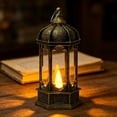 thumbnail image 5 of Hexagonal LED Electronic Candle Light with Black Metal Frame Vintage Indoor Patio Hanging Ambient Decor Lamp, 5 of 5