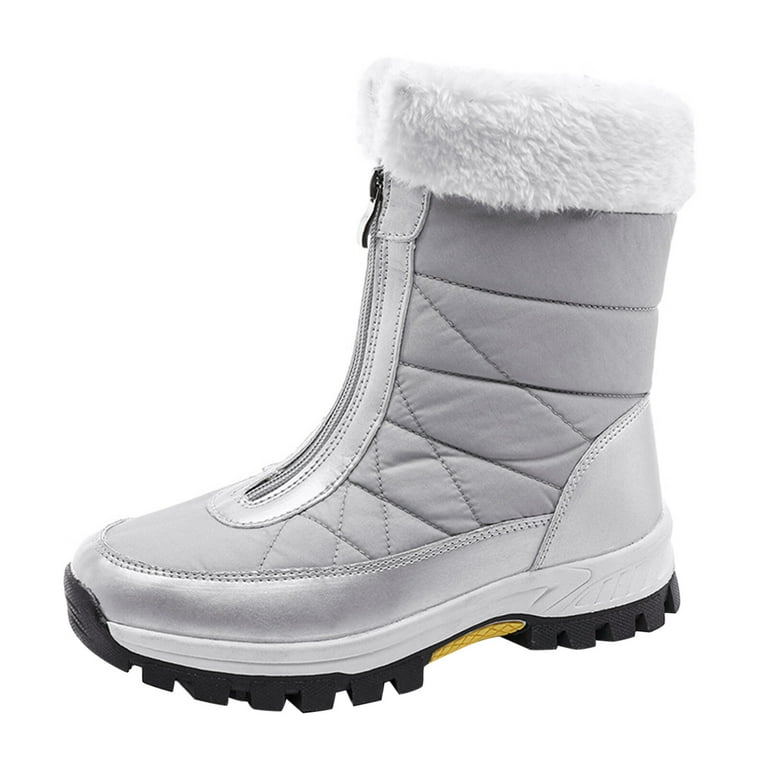 Fashion Women Winter Water Proof Flat Zipper Keep Warm Snow Boots