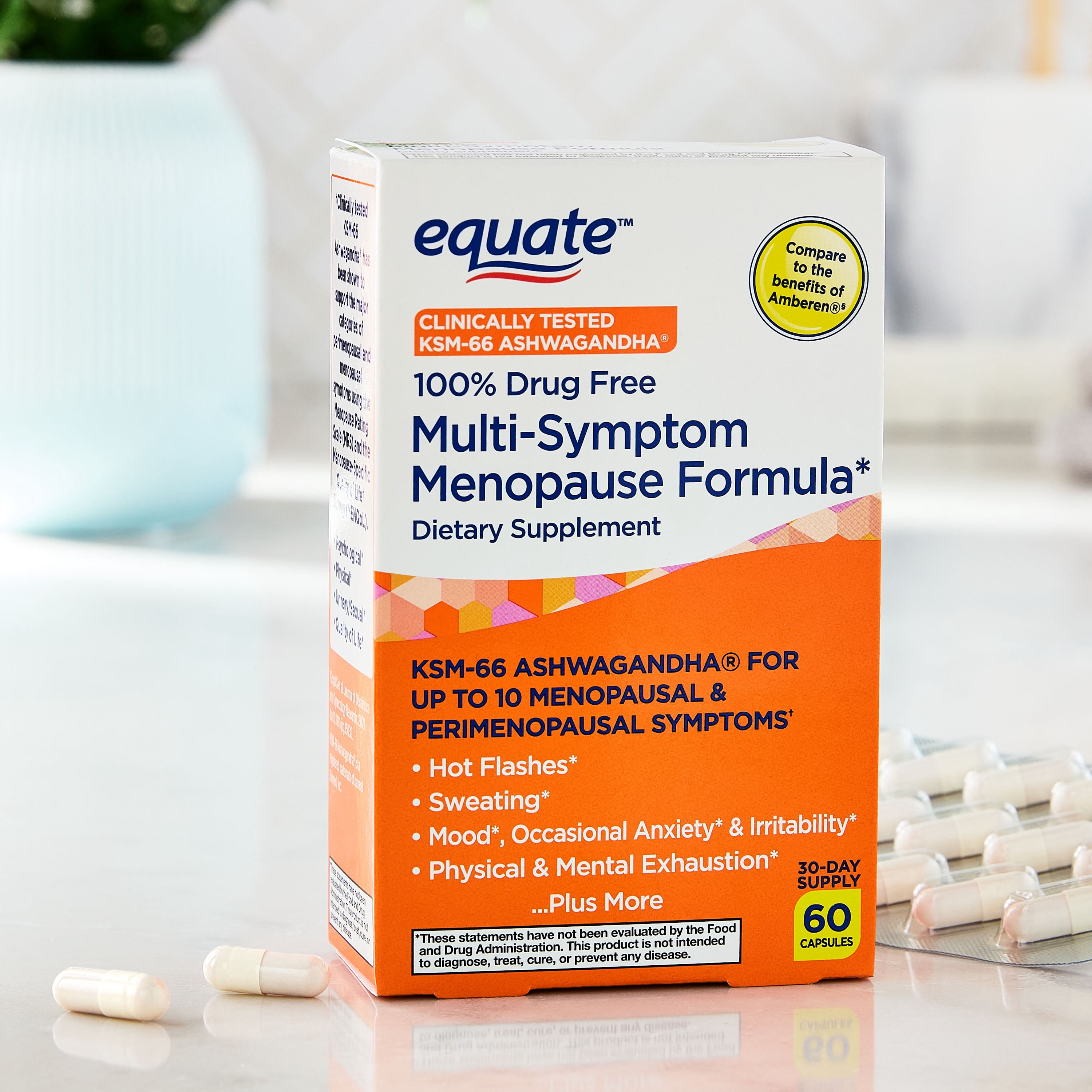Equate Multi-Symptom Menopause Formula Dietary Supplement, 60 Count, Compare to the Benefits of Amberen®