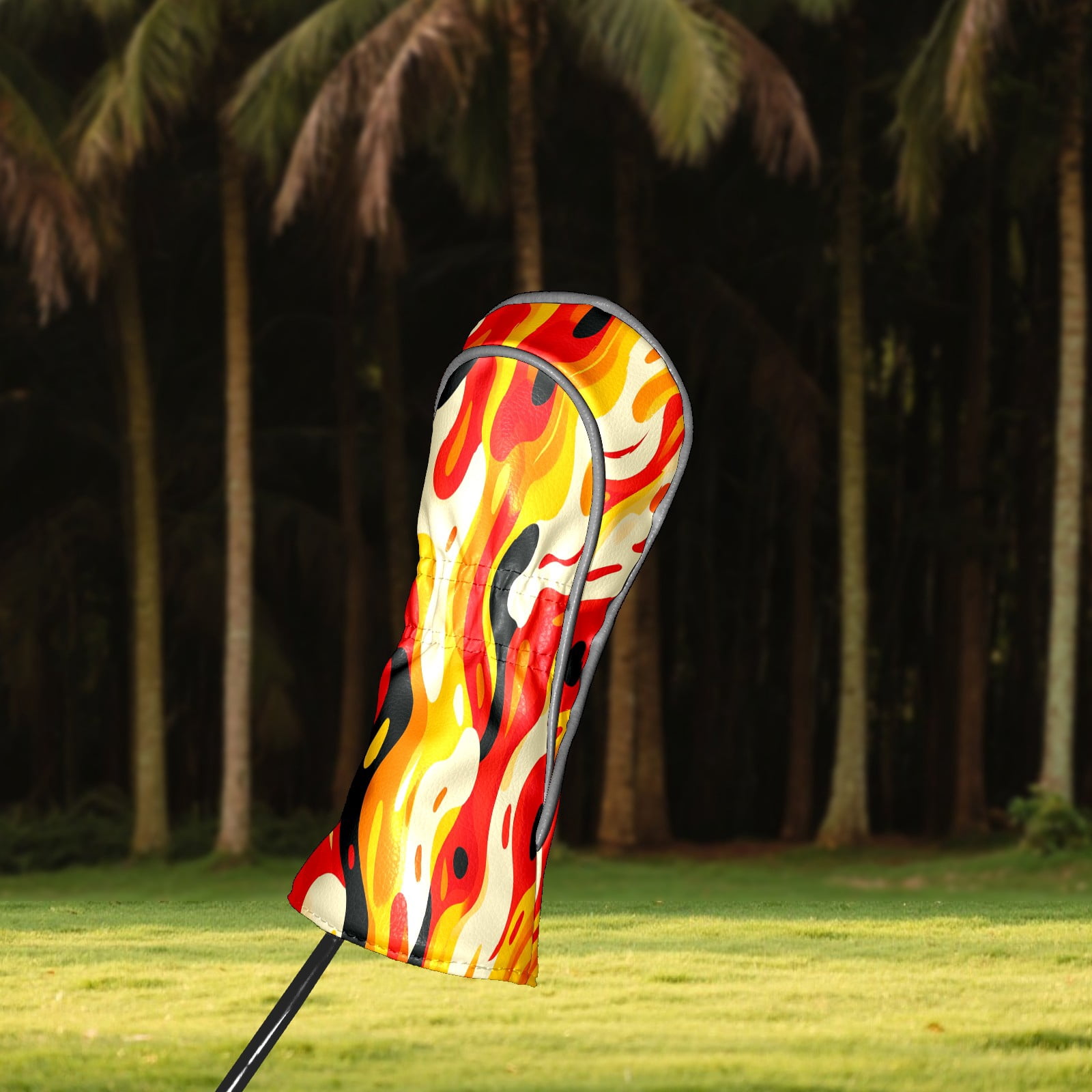 Golf Club Covers PU Leather Waterproof Head Covers for Fairway Woods Hybrids Abstract Pattern