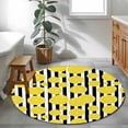 thumbnail image 4 of Round Area Rug 3ft,Summer Lemon Watercolor Washable Carpet Non-Slip Runner Accent Rugs Indoor Floor Mat for Bedroom Living Room Decor,Black White Stripe, 4 of 9