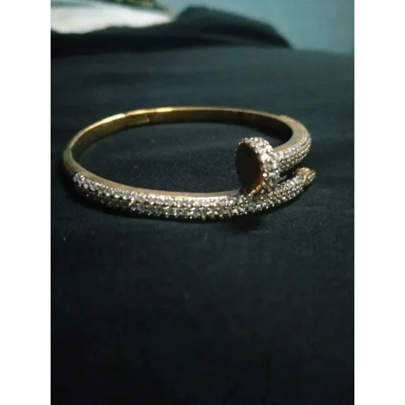 3 Ct Round Cut White Moissanite Women's Bangle Bracelet 14K Yellow Gold Plated