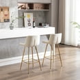 thumbnail image 3 of 2 Bar Stools, 26 Inch, Cream Velvet Fabric Counter Stool With Golden Leg And Footrest, Of Inch &, 3 of 7