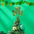 thumbnail image 2 of Valentine's & St. Patrick's Day Mini Tree Topper - Heart & Shamrock Glitter Iron Ornaments, Red & Green Metal Holiday Decor for Irish Festival Party & Seasonal Tabletop Trees, 2 of 6
