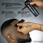 The Rich Barber N’Hance Hair Fibers & Applicator Pump Set | Natural Concealing Hair Thickening Fibers | Long-Lasting Spray with Accessory For Crisp Hairlines, A Thicker Beard & Styling (Black)